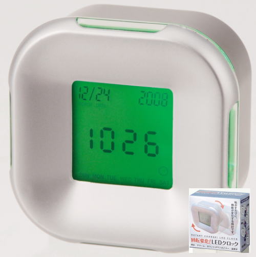 90�x����]���邽�тɁA4��ނ̕\���@�\�ɕς��D����́B��]�ω�LED�N���b�N