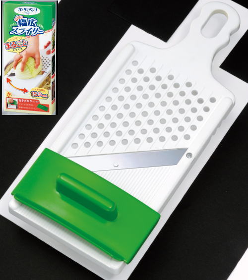 キャベツが丸ごとスライスできる。幅広スライサー