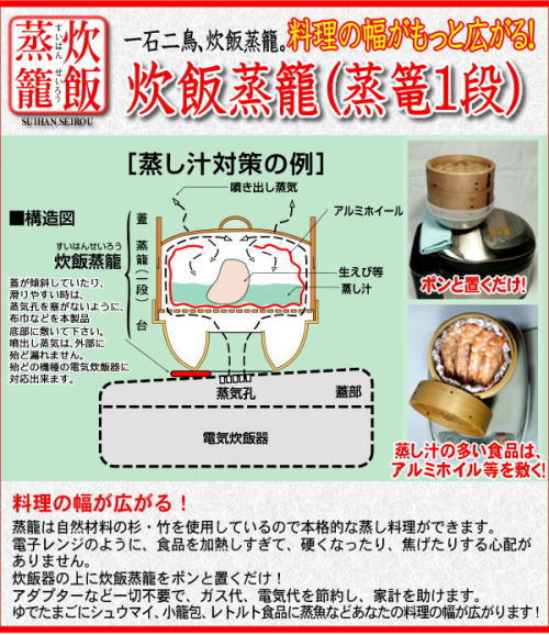 一石二鳥!電気炊飯器の噴き出し蒸気で蒸し料理が出来る!炊飯蒸籠で虫汁ができる。電子レンジは必要なし。