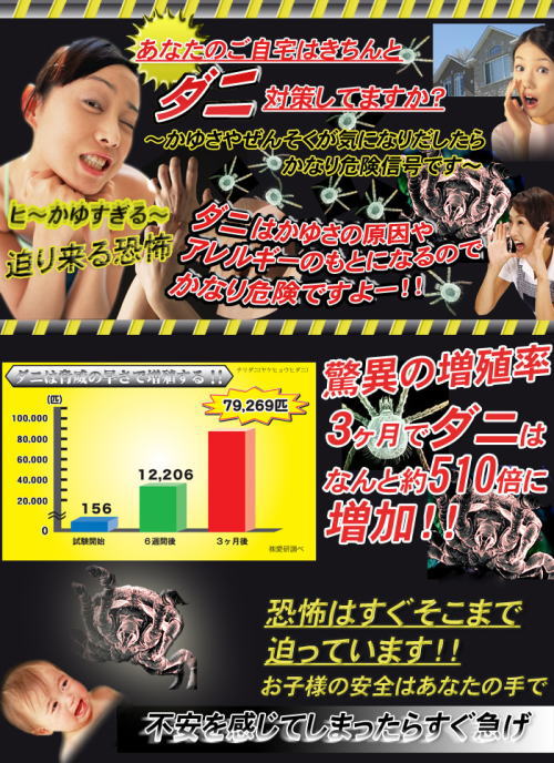 ご自宅のダニ対策していますか?たった3ヶ月でダニは510倍にも増加してしまいます。