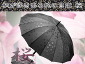 柄が浮き出る蛇の目傘 「桜」黒