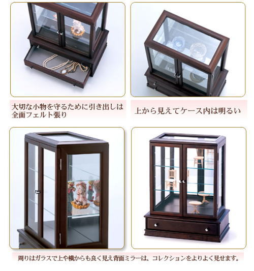 大切な小物を守ります。天井もガラス張りなので明るく見えます。