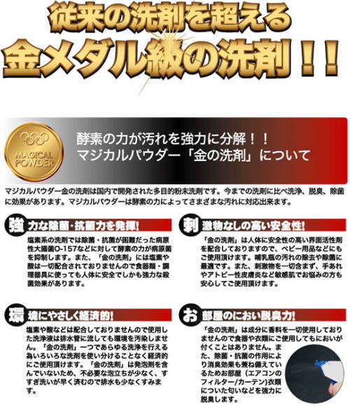 従来の洗剤を超える金メダル球の洗剤、金の洗剤